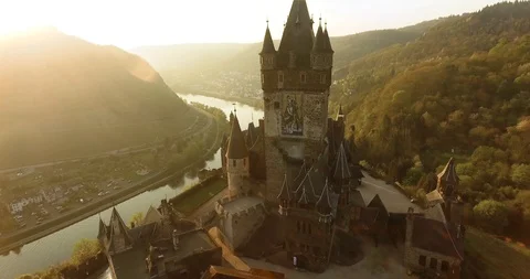 Aerial view over the castle of Cochem Video stock 89651677