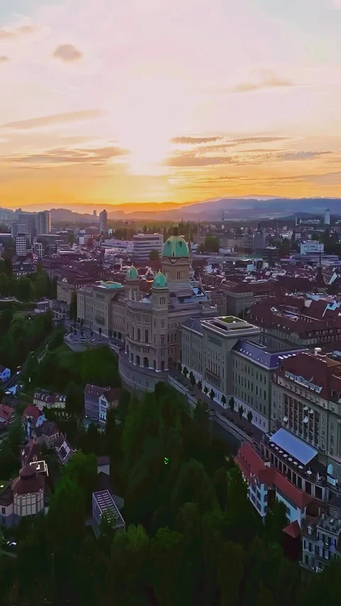 Aerial view over the city of Bern the capital city of Switzerland the historic Video stock 311568457