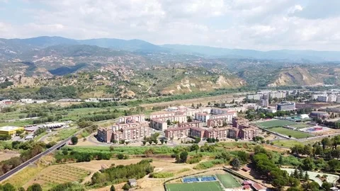 Aerial view over the city of Rende, Cosenza, Italy Stock Footage 320890217