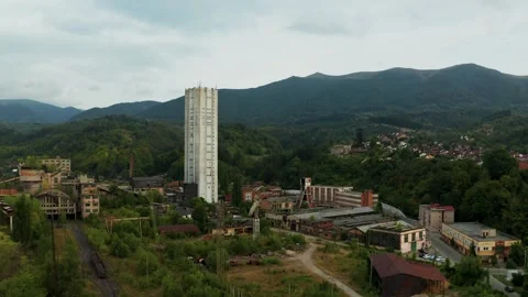Aerial view over coal old mines in Romania Video stock 219333236