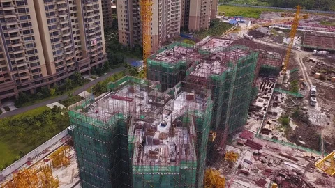 Aerial view over a construction site in JiangMen, GuangDong 動画素材 108602769