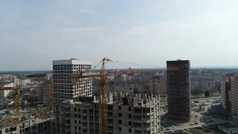 Aerial view over construction site of new neighbourhood. Video stock 153922118