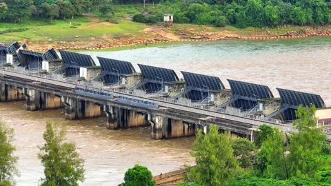 Aerial view over the dam. Stock Footage 252087798