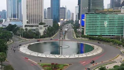 Aerial view over dense central city of Jakarta Indonesia Stock Footage 243261651