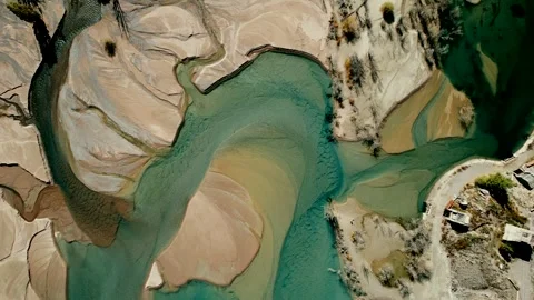 Aerial view over drying Issyk lake, Kazakhstan in autumn Stock Footage 320247724
