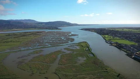 Aerial View Over Dundalk River, County Louth, Ireland Stock Footage 304344783