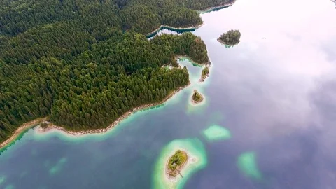 Aerial view over the Eiblake, bavaria Stock Footage 89651602