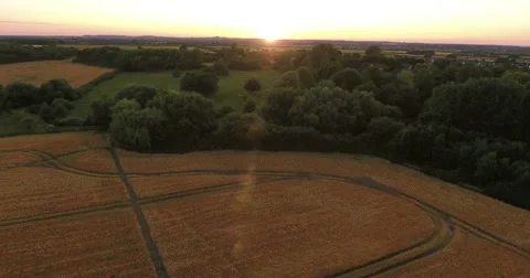 Aerial view over farmland Stock Footage