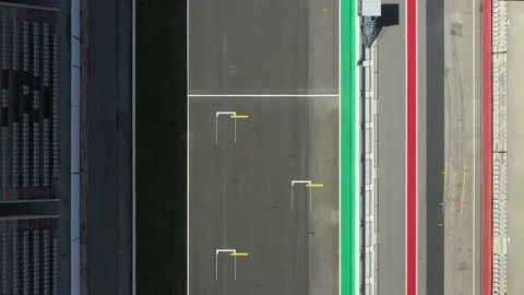 Aerial view over finish line in Algarve International Circuit in Lagos Portimao Stock Footage 154185035