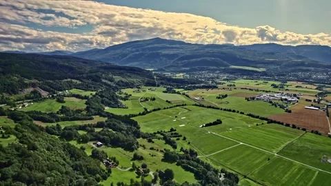 Aerial View Over Green Fields of Skei Møre Og Romsdal, Norway on a Sunny Day 動画素材 276167797