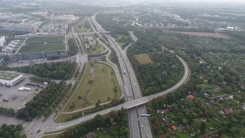 Aerial view over a highway Stock Footage 71532072