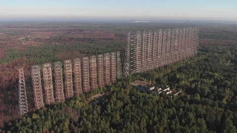 Aerial view of over the horizon radar stations DUGA. Stock Footage 140333228