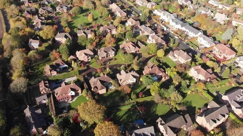 Aerial view over housing development 库存影片 119833184