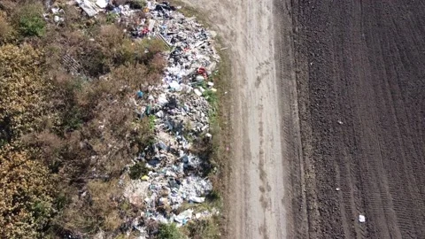 Aerial view over illegal dump Stock Footage 162783009
