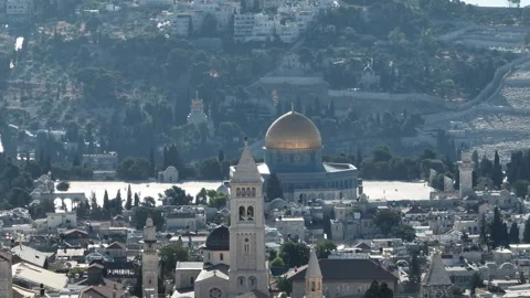 Aerial view over Jerusalem Old City Stock Footage 325055570