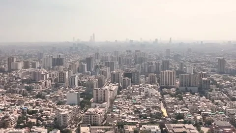 Aerial View Over Karachi Skyline In Pakistan. Dolly Zoom In Stock Footage 198799353