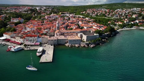 Aerial View Over Krk, Primorje-Gorski Kotar, Croatia Stock Footage 285723448