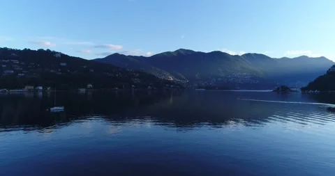 Aerial View over Lake Como in Italy during early morning (1) Stock Footage 163598710