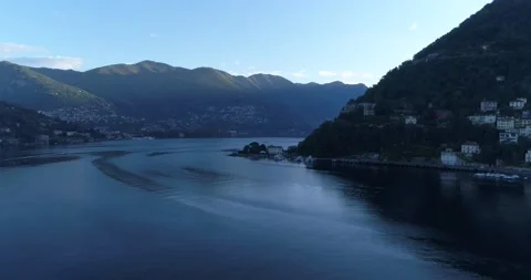 Aerial View over Lake Como in Italy during early morning (12) Stock Footage 163601894