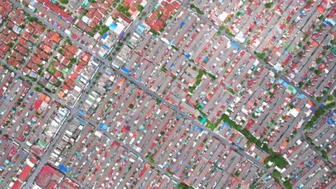 An aerial view over a large residence. drones. 4K Stock Footage 200950291