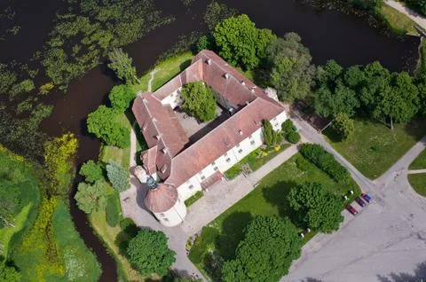 Aerial view over the manor Stock Photos