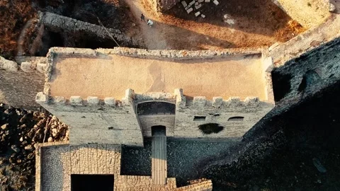 Aerial view over Methoni Castle and the fortified city in Messinia, Greece Stock Footage 136561666