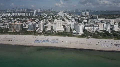Aerial view over miami beach shoreline Stock Footage 346263247
