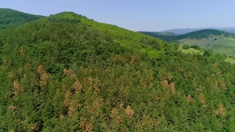 Aerial view over the mountains during summer Stock Footage 129662839