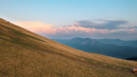 Aerial View Over Mountains Sunset Hill Video stock 116264372