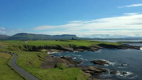 Aerial View over Mullaghmore Head, Sligo, Ireland Stock Footage 249258754