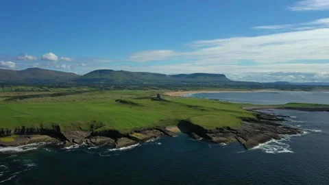 Aerial View over Mullaghmore Head, Sligo, Ireland Stock Footage 249258767