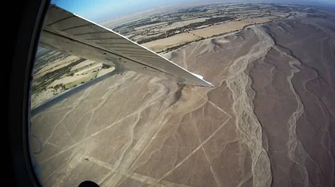 Aerial view over the Nazca Lines, Peru Stock Footage 46495476