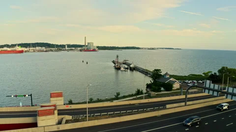 Aerial view over New Haven Stock Footage 336326683