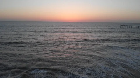 Aerial view over Ocean Beach at Sunset 動画素材 88545758