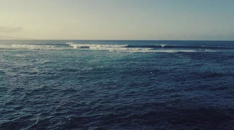 Aerial View Over Ocean Waves. North Shore Hawaii Stock Footage 56452655