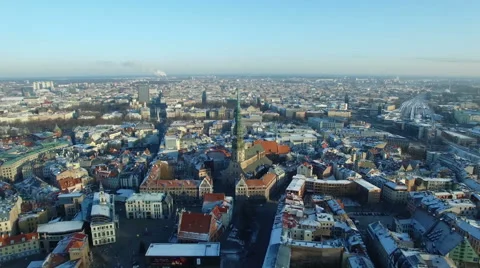 Aerial view over the Old Riga City Video stock 58950841