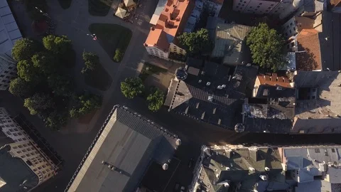 Aerial view over the Old Riga City Stock Footage 90787864