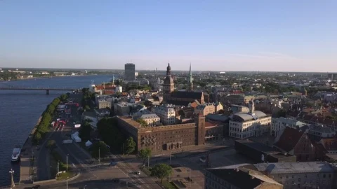 Aerial view over the Old Riga City. Stock Footage 90788996