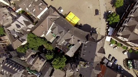 Aerial view over the old town of Wetzlarin germany   camera flying above  dom Stock Footage 102822745