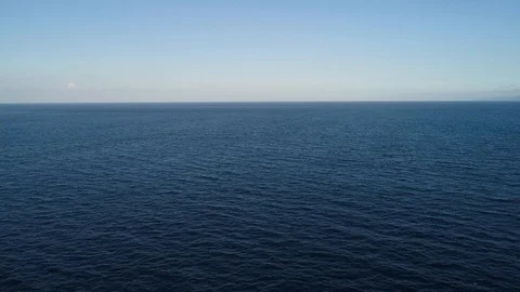 Aerial view Over the Open Calm Ocean in Summer Stock Footage 108912410