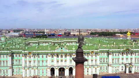 Aerial view over Palace Square in St Petersburg, Russia Stock Footage 136360195