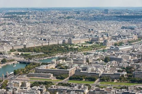 Aerial view over Paris from Eiffel Tower Stock Photos