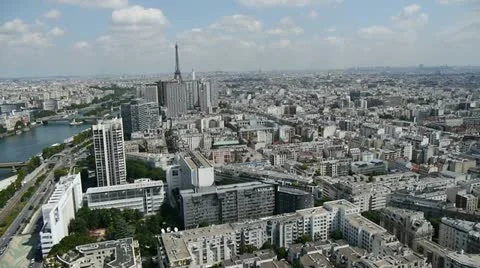 Aerial view over paris Stock Footage