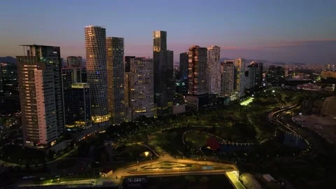 Aerial view over the Parque La Mexicana around condominium in Santa Fe, 스톡 동영상 234184806