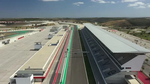 Aerial view over racing track Algarve International Circuit in Lagos Portimao Stock Footage 154185055