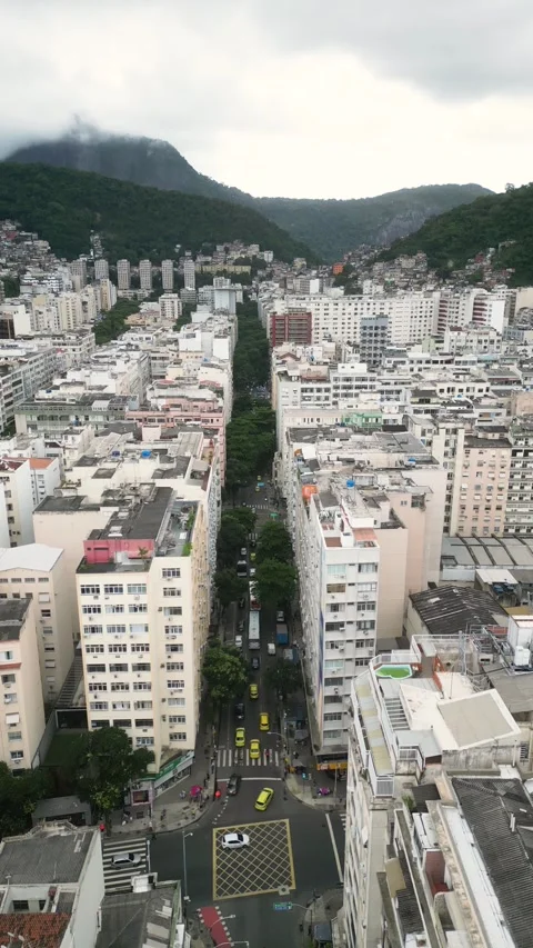 Aerial view over Rio De Janeiro, Brazil. Copacabana, Ipanema, the favelas Stock Footage 311327896