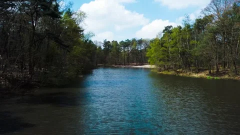 Aerial View Over the River and Trees. Kaatsheuvelse IJsbaan Video stock 257938162