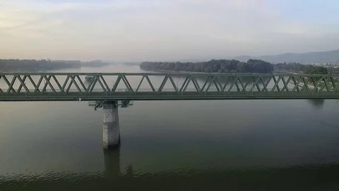 Aerial view over the river Stock Footage 70735905