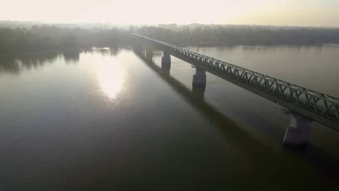 Aerial view over the river Stock Footage 70735972