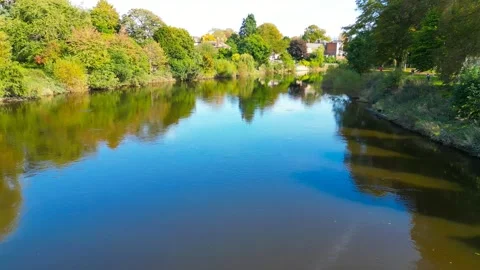 Aerial view over river Stock Footage 252596592